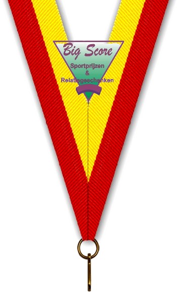 Medaillehalslint breed Rood-Geel